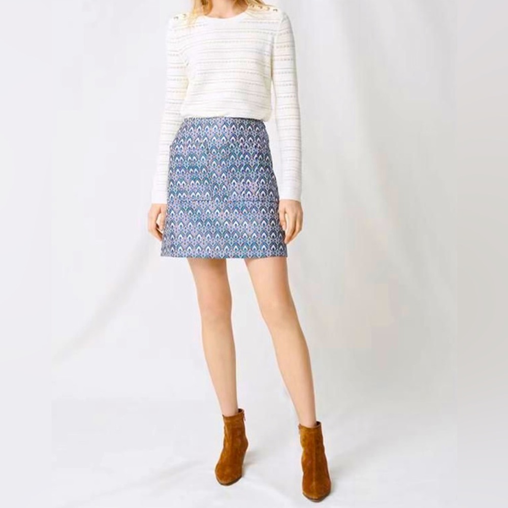 Maje Geometric Print Patch Pocket A-Line Mini Skirt Size 36 (Small)